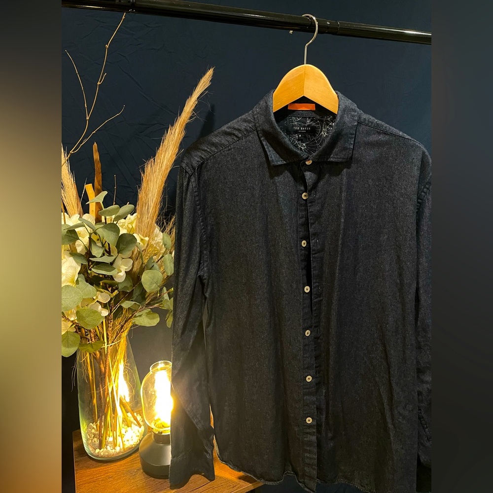 Ted Baker Navy Blue Button Down, Medium